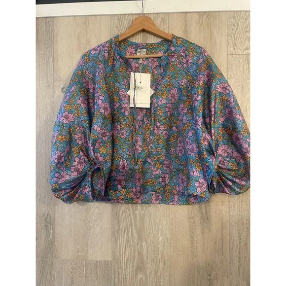 BAUM UND PFERDGARTEN-MARTHA BLOUSE/BLUE FLOWERSCAPE/ 36 / NWT